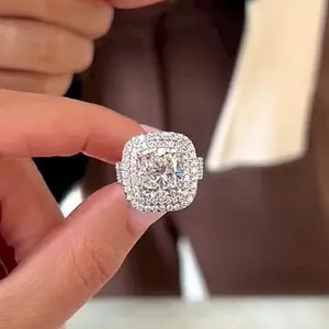 Solarii Cushion Cut Pave Engagement Ring – 5A Cubic Zirconia CZ, 925 Sterling Silver, Perfect for Daily Wear for Women – Look at This, Refresh Your Look, Find Your Perfect Travel Suit