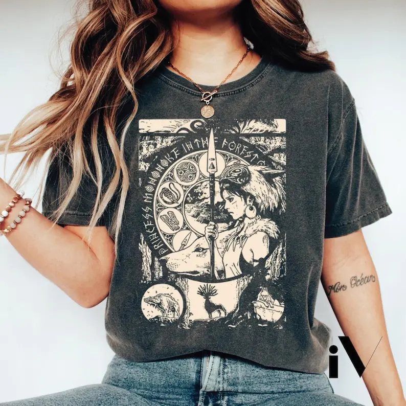Vintage Princess Mononoke Shirt, Studio Ghibli Hayao Miyazaki, Mononoke Hime Shirt, Cartoon Shirt, Anime Manga Lovers, Japanese Tee