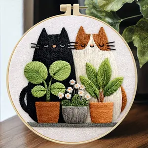 Handmade embroidery DIY kit, suitable for beginners to learn cat embroidery and weaving