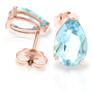 3.15 CTW 14k Solid Rose Gold Allure Aquamarine Stud Earrings