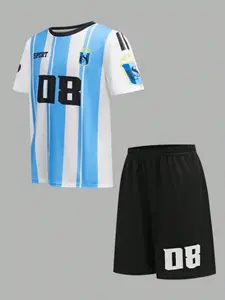 Argentina Football Jersey Set Men Training Match Shirt No. 08 Short Sleeve Sports Equipment, Casual Graphic Tee, Fitted Track Shorts