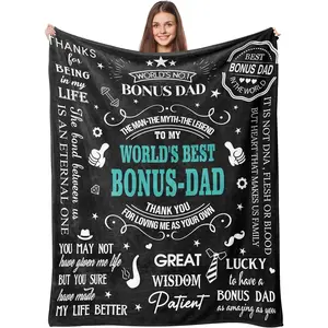 Bonus Dad Gifts Ideas, Step Dad Gifts from Daughter Son, Birthday Gifts for Bonus Dad, Bonus Dad Gifts for Fathers Day Christmas, Bonus Dad Blanket Gifts 60"X50"