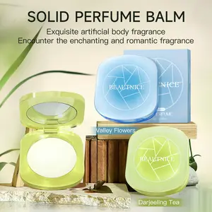 Solid perfume cream, fresh light floral tea scent, long-lasting fragrance, portable with a mirror