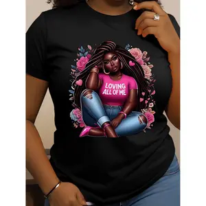 Casual Figure Print Crew Neck Short Sleeve T Shirt Ideal for Summer and Spring