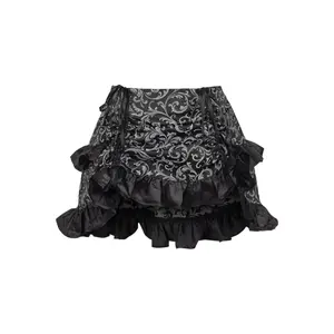 Silver/Black Brocade Ruched Bustle Skirt