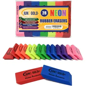 28 Neon Colored Rubber Erasers All-Purpose Erasers Perfect for Homes and Offices