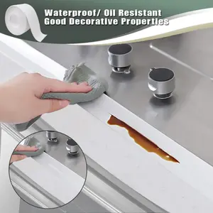 Self-Adhesive Waterproof Caulk Tape 1.5in x 10.5ft White PVC Sealing Strip for Kitchen Bathroom Sink Tub Wall Edges Easy Application No Tools Needed Flexible Oil Resistant Decorative