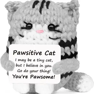 Mini Cat Animal Emotion Encouragement Support Gift, Cuddly Soft Adorable Stuffed Animal, Suitable for Women Men Friends Mom Daughter Son Teen Birthday Mother's Day Christmas Graduation