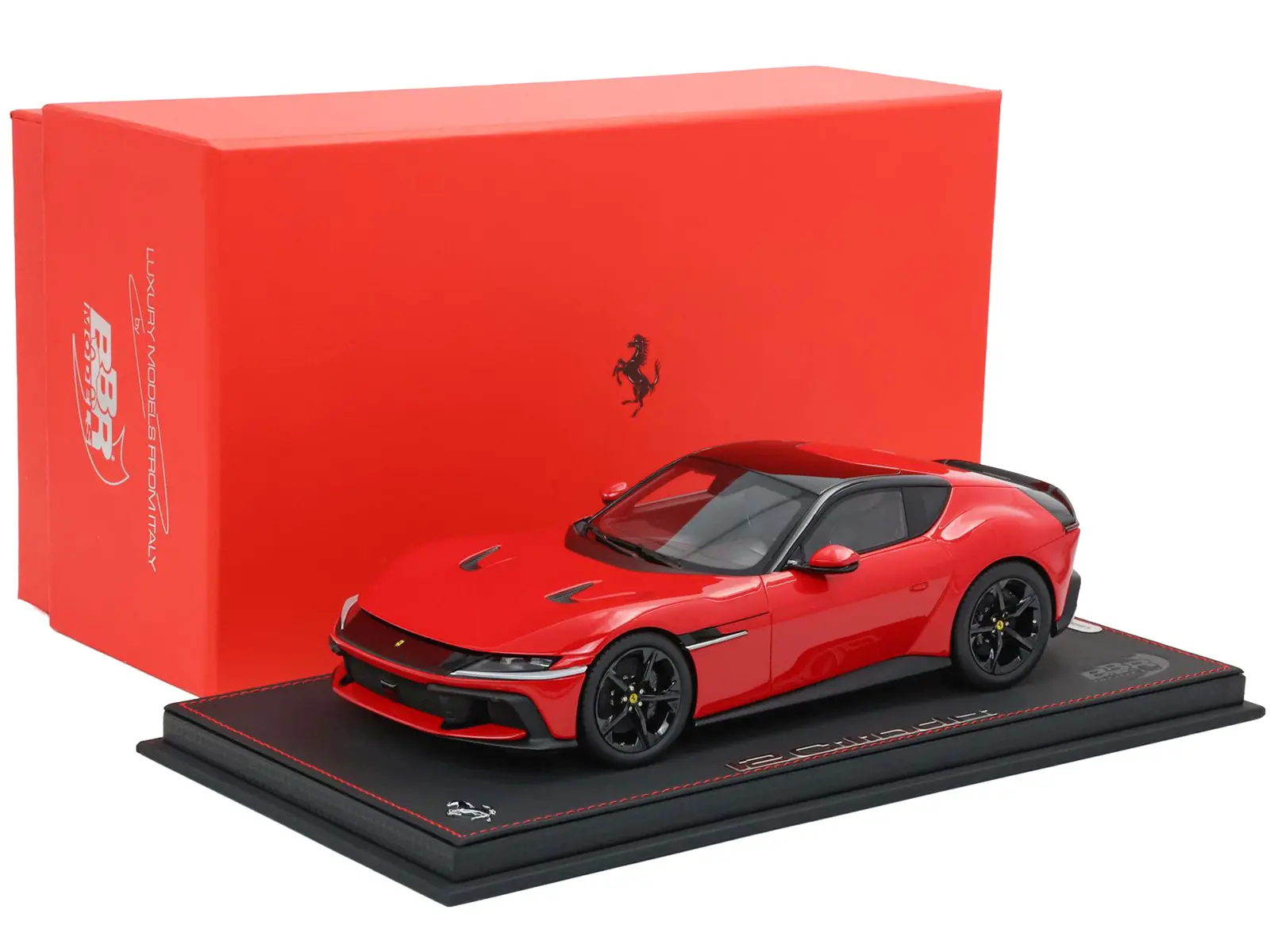 Ferrari 12Cilindri Rosso Corsa Red with Black Top with DISPLAY CASE Limited Edition to 200 pieces 1/18 Model Car by BBR