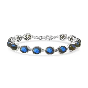 Labradorite 19.15 ctw Aurora Blossom Bracelet in Platinum Plated 7.25 In