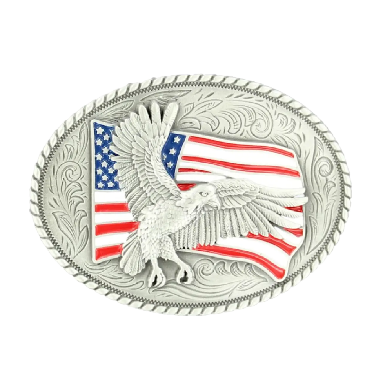Nocona Mens American Flag & Eagle Belt Buckle 37936