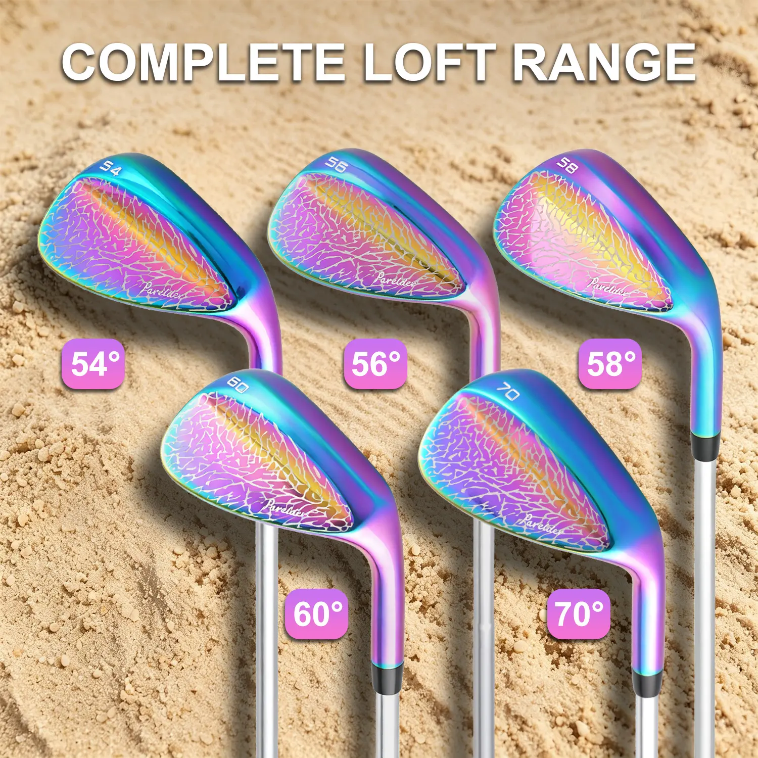 WUDAY Multicolor Forged Wedge – Full CNC Milled Face for Max Spin! Choose Your Loft: 54/56/58/60/70 Degree, Right Hand, Anti-Slip Grip