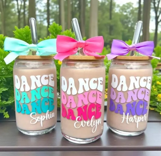 Handmade Retro Dance Tumbler - Personalized Drinkware Gift for Girls, Dance Team & Competition Use