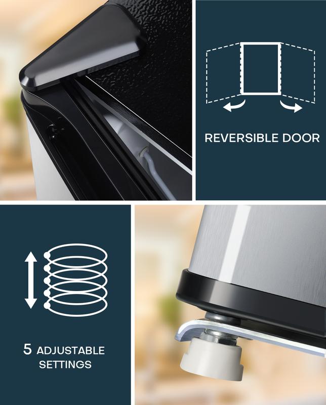 Upstreman mini fridges 1.7 Cu Ft with Freezer FR17 Adjustable Thermostat Energy Saving Low Noise Single Door Compact Refrigerator for Dorm Office Can Bedroom stainless Steel fridge mini  brands Small pantry drink fridge skincare fridge