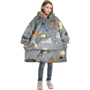 Blanket Hoodie for Kids, Oversized Wearable Sherpa Sweatshirt Pullover for Teens Youth, Gift IdeaGift