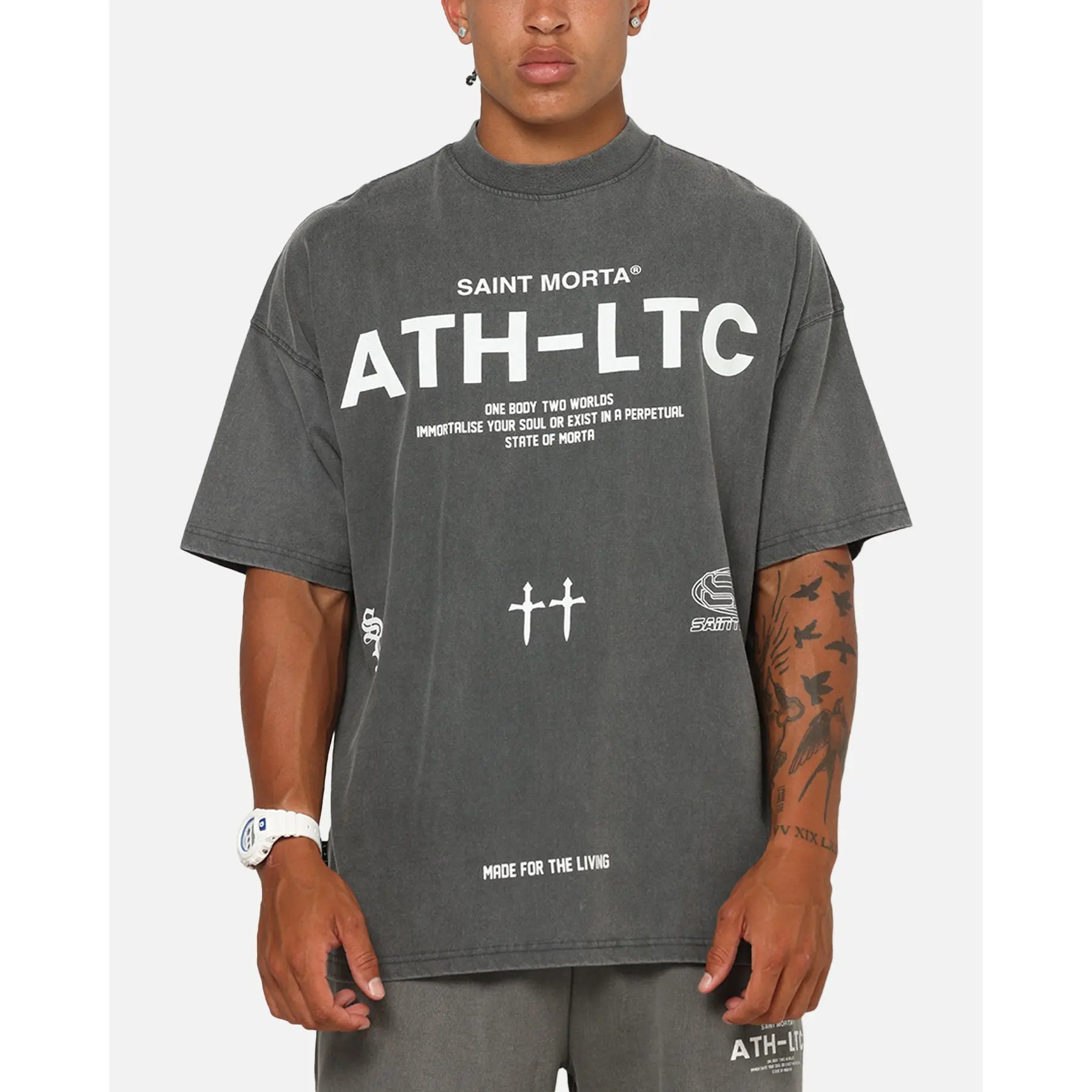 Saint Morta Athltc T-Shirt Washed Charcoal