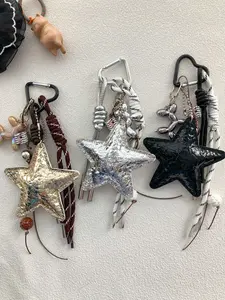 Y2K Style Star Bag Accessory, Fashion Bag Charms, Sparkly Bag Charm, Chenille Material, Perfect Gift for Teens, Women, College Students, Teachers, Stylish Design