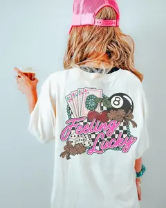Comfort Color Feeling Lucky Western Graphic Tee Retro Checkered Rodeo Shirt Vintage Cowgirl Rodeo Oversized Wild West Gift For Her 8 Ball