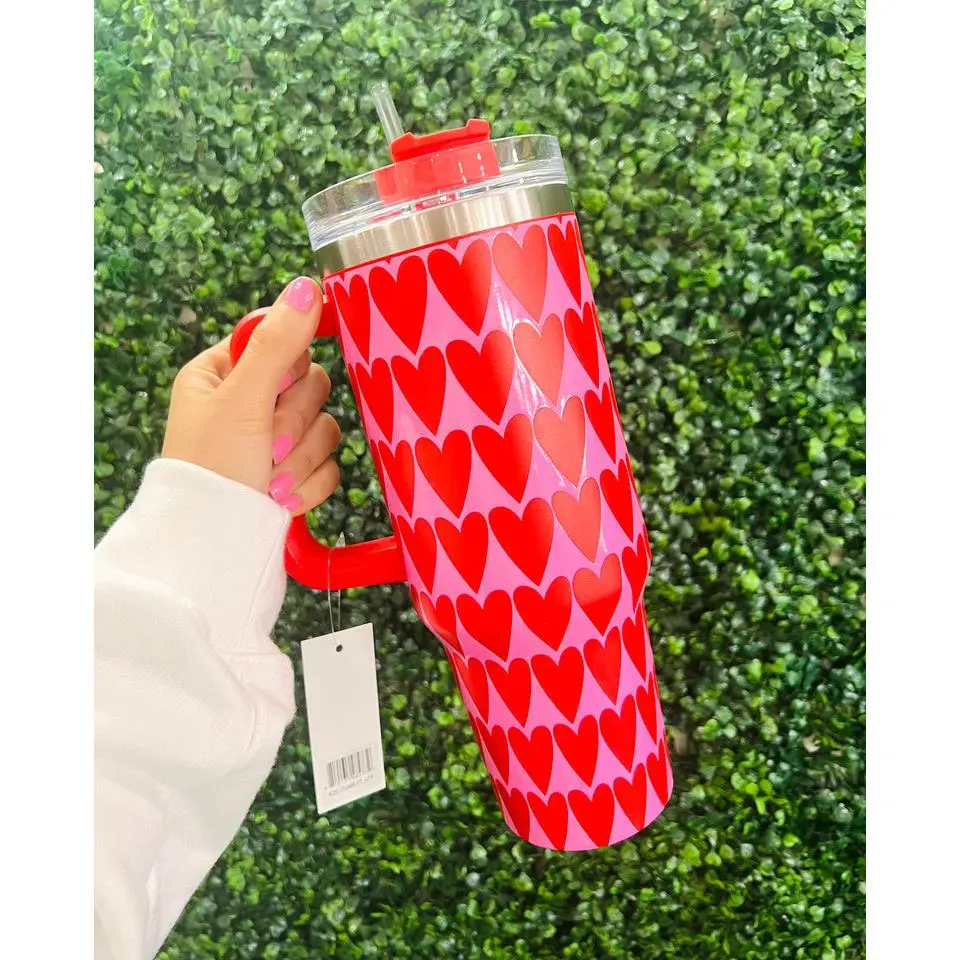 Girly Red Hearts Tumbler