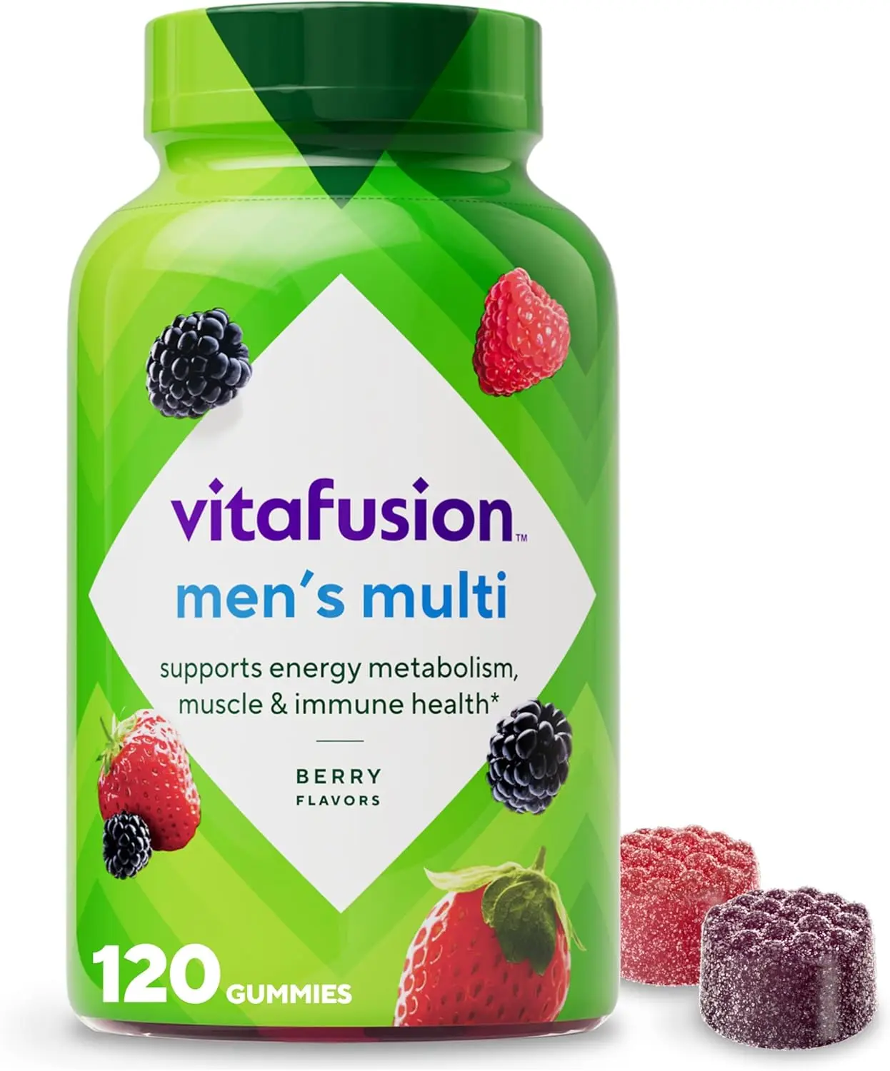 vitafusion Adult Men's Chewable Berry-Flavored Jelly Dietary Supplement - 120 Pieces, 60 Day Supply, Vitamins A,C,D,E,B6,B12, Energy Boost, Immune Support, Gluten-Free, Dairy-Free, No High-Fructose Corn Syrup
