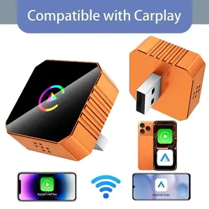 2026 Orange CarPlay Wireless Adapter, Carplay Dongle Connectivity, compatible with iPhone, fast connection, no delay, hands-free calling, electronic charger, material, perfect gift for Christmas or birthday