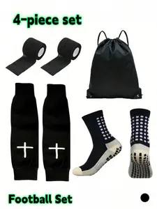 Football Anti-Slip Grip Sock Guard Kit 4-Piece Set with Bandage & Storage Bag, Enhance Performance & Protection for Outdoor Sports