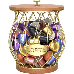 Coffee Pod Holder, Gold K Cup Holder for Counter, Coffee Pods Storage Organizer for Coffee Bar Accessories Decor(Gold)