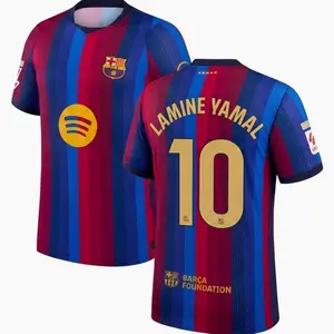 Unisex Soccer Jersey Blue Red Striped Soccer Jersey #10 Yamal Fan Style Football Shirt 2026/2027