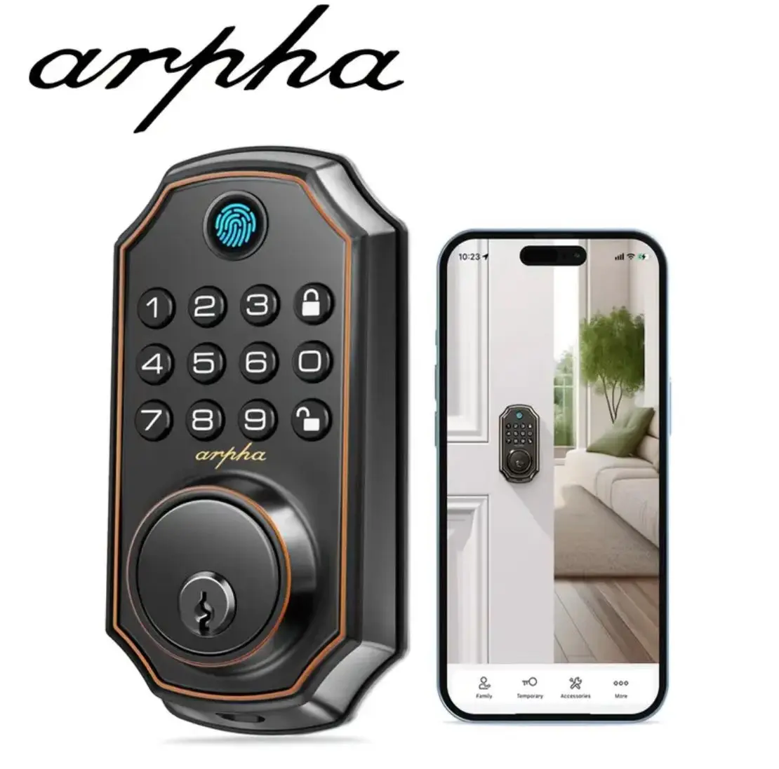 LLAVIN INTELIGENTE PARA EL HOGAR,Candado con Huella, Cerrojo con Teclado, Control por App, Alimentación