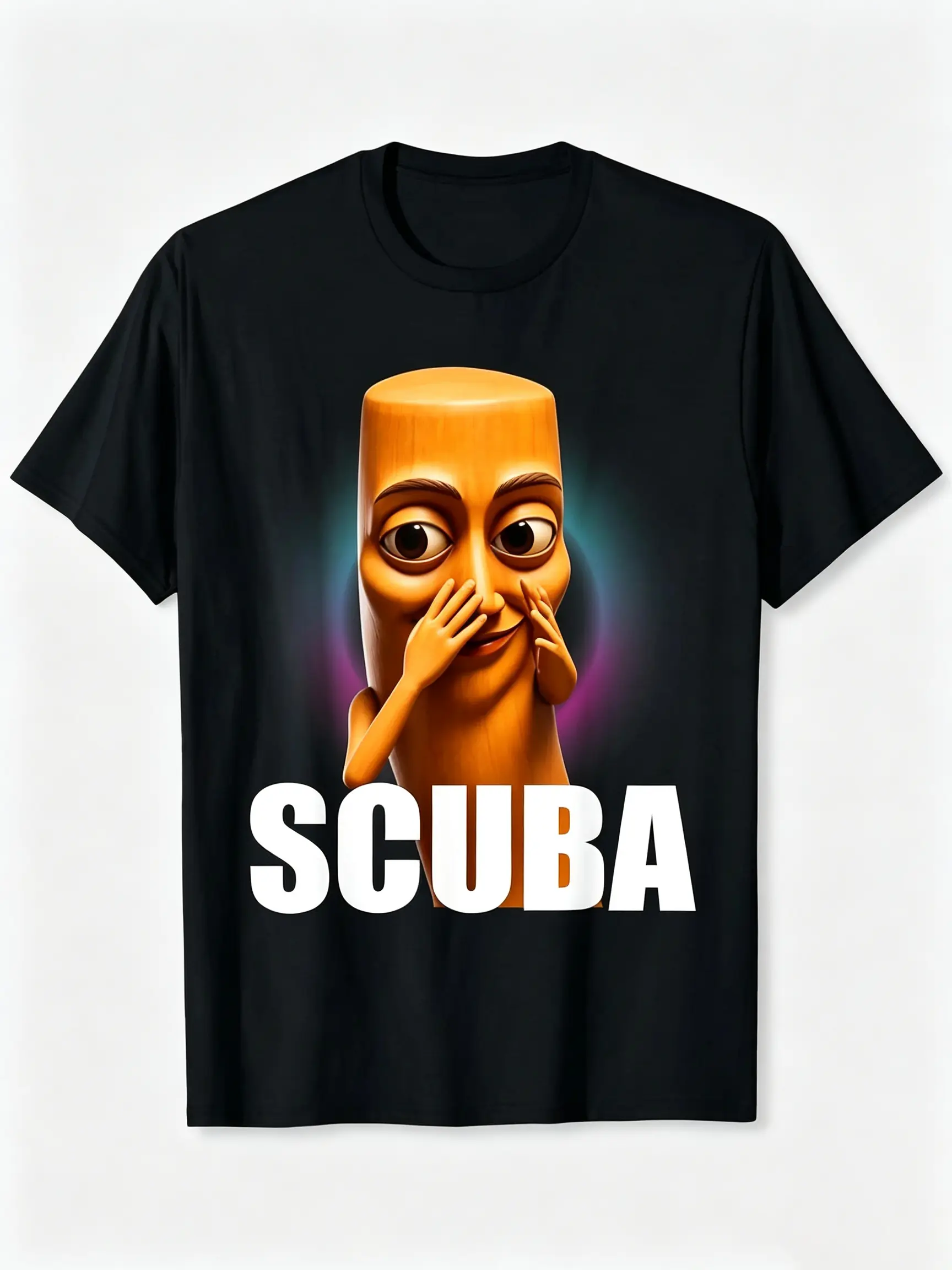 Men's Graphic T-Shirt - Unisex Short-Sleeve Pure Natural Cotton Fabric, Scuba Tung Tung Sahur Dance Funny Brainrot Meme Print, Loose-Casual Summer Crew-Neck Menswear Top with Fun Dance Slogans