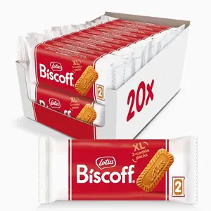 Lotus Biscoff Cookies, Caramelized Biscuit Cookie Snack, Dispenser Box (20 sleeves of 2 extra large cookies) Vegan, 0.9 Ounce (Pack of 20)