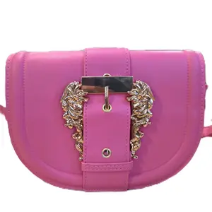 Small Beautiful Pink Bag with Gold Embellishments and Adjustable Strap for Everyday Use