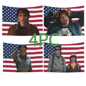 Will Byers Pink American Flags For Wall Decor, Steve Harriton Henry Creel Indoor Wall Tapestries, Room Decor, One Side Polyester Wall Flag