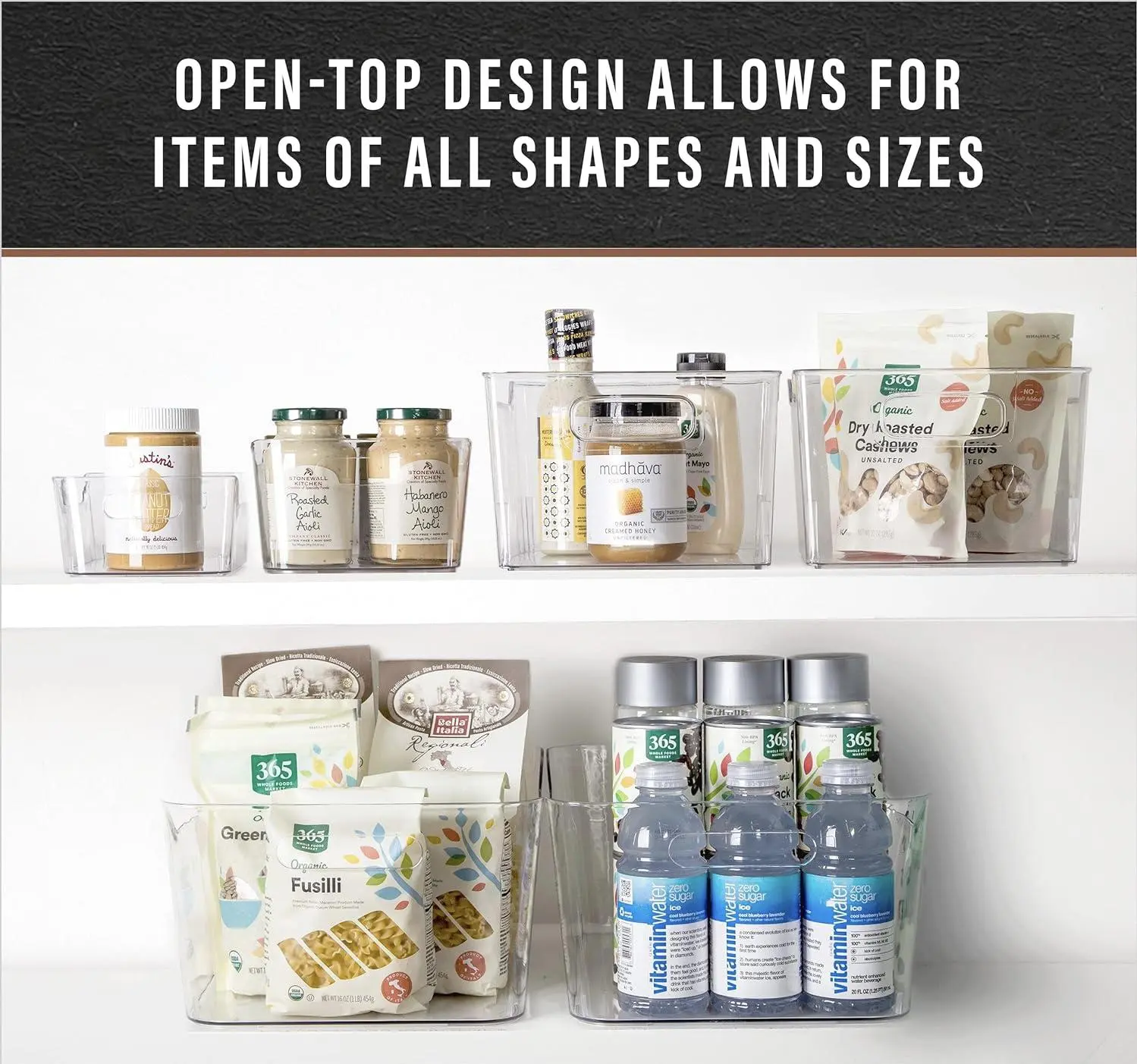 Clear Space Plastic Bins – Perfect Kitchen Organization or Pantry Storage – Fridge Organizer, Cabinet Organizers, Storage Bins,, Pantry Organizer, Clear Storage Containers, Bins for Home, Kitchen, Freezer, SOHO Collection, RV Boxes