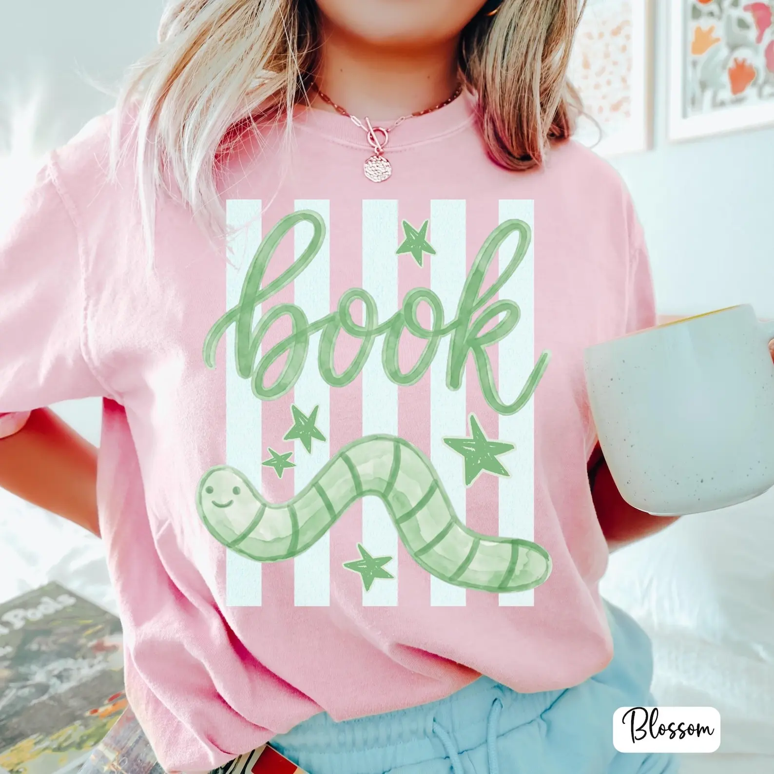 Book Lovers Comfort Colors Shirt, Bookworm Preppy Stripes Tee, Librarian T-Shirt, Reading Lover Gift