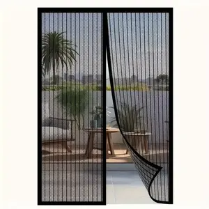 1pc Black Fashion Magnetic Screen Curtain, Pet Friendly Insect And Mosquito Protection, Plastic Screen Screen Magnet Magnet Closed Screen Curtain, Easy To Install, Modern Style, Suitable For Balcony, Living Room, Bedroom, Study.