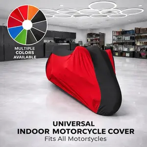 Universal Indoor Dust Cover for Motorcycle Ultra-Soft Polyester Stretch Fit Protects All Bikes 600cc-1300cc Indoor Protection Premium Stretch Motorcycle Cover Fits ALL Motorcycles