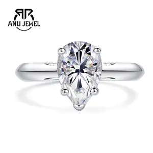 AnuJewel 2.5CT Teardrop Moissanite Engagement Ring 925 Sterling Silver D Color VVS1 Women's Ring Jewelry for Daily Wear Birthday Present Fine Jewelry with Certificate