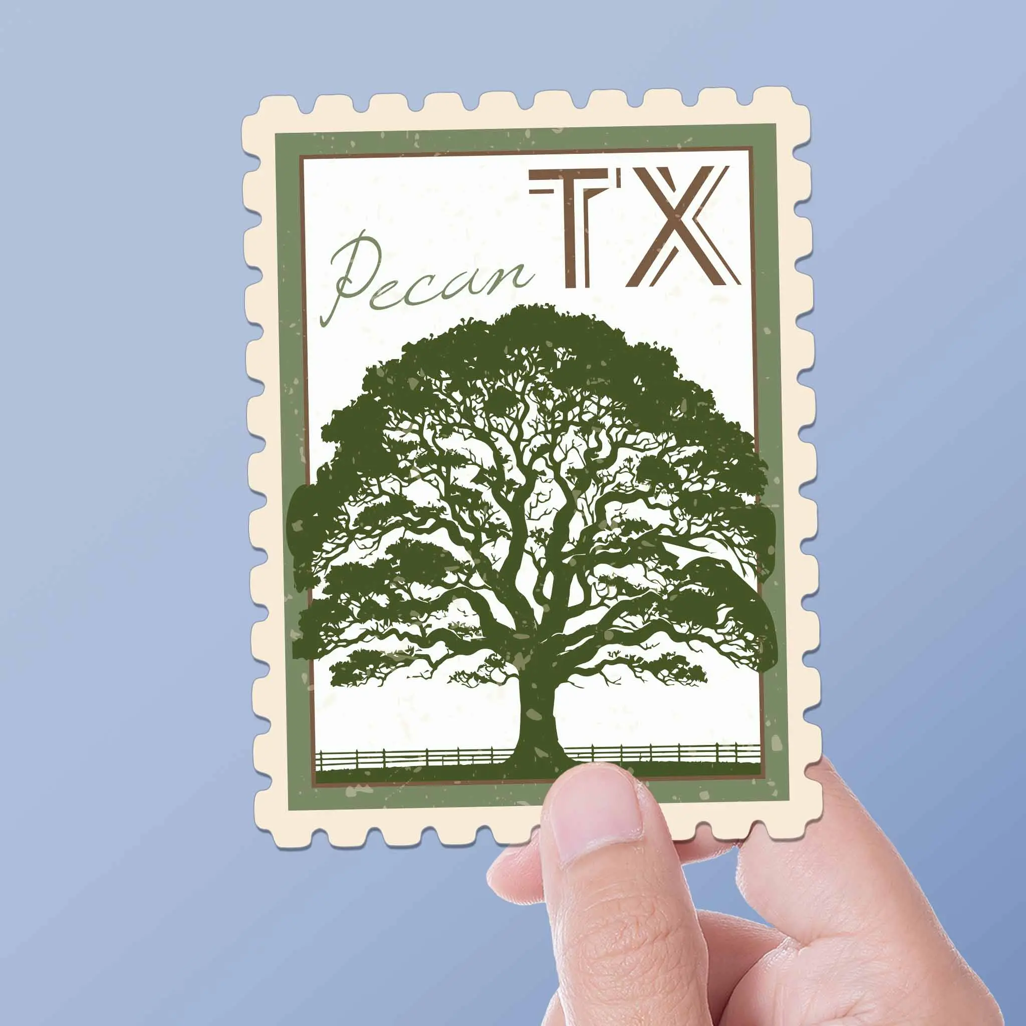 Texas State Tree Pecan Sticker - TX Vintage Stamp Decal