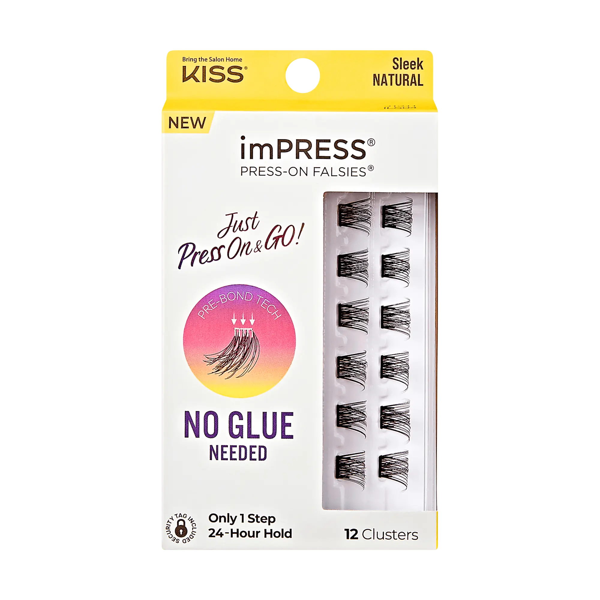 Impress Falsies Pre-Glued False Eyelashes Minipack - Sleek | 12 Lash Clusters, 12mm-14mm