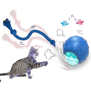 Automatic Rolling Cat Toy with Laser & Rope - Interactive Electric Ball for Kittens - Self-Moving Teaser Toy for Cats & Small Dogs - Fun Pet Gift (USB Rechargeable)