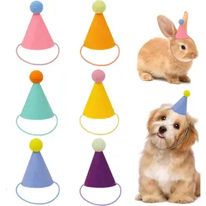 6 Pcs Mini Party Cone Hats for Stuffed Animals Dolls Dogs Cats Rabbits Puppies Assorted Birthday Party Decorations