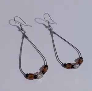 Boho Beaded Dangle Tear Drop Earrings with Colorful Beads and Silver Tone Tear Drop for Stylish Accessory