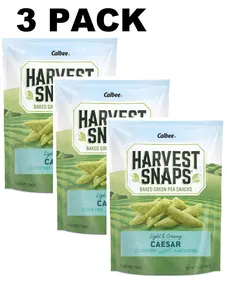 Calbee Harvest Snaps Veggie Chips Caesar Flavor 3.3 oz Bag - 3 Pack - Gluten-Free Plant Protein Snacks for Adults & Kids - Light Creamy Flavor