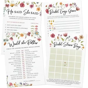 Bridal Shower  Set - 4 Fun  and Activities for 30 Guests, Includes ,  Guessing, and Bride & Groom Trivia, Love In Bloom Wildflower Design