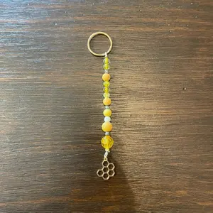 Beaded Keychain with Bee Hive Charm