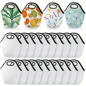 30pcs Sublimation Blank Neoprene Lunch Bags, Insulated Reusable Lunch Boxes with Zipper, Thermal Food Tote Bags for Work, Travel, Picnic DIY Tableware