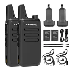 2PCS BAOFENG T20 Mini Rechargeable Walkie Talkie 5W Long Range Lightweight Portable UHF 400-470MHz 16Channel Type-C Charging VOX Two Way Radio with Earpiece for Outdoor Hunting Hiking Upgrade 888S