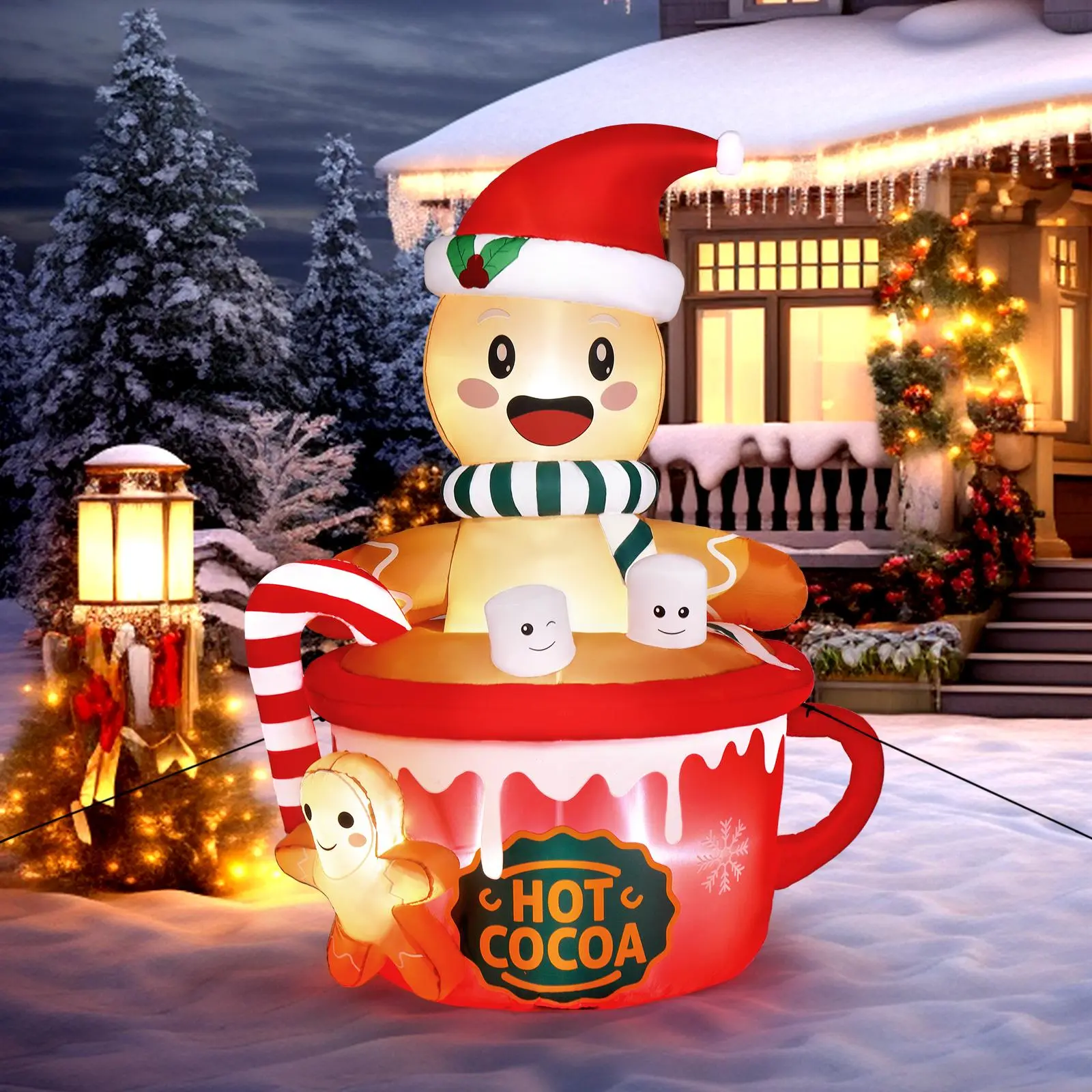 VINGLI Christmas Decorations Outdoor Blow Up Yard Decoration with Electric Blower for Holiday Indoor Outdoor Garden Decor Gingerbread Man