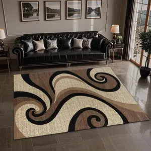 Velvet Curve Texture Vintage Art Pattern Rug, Abstract Rugs, Decorative Rug, Home Decor Carpet for Living Room Sofa Bedside Coffee Table, Multiple Sizes Available